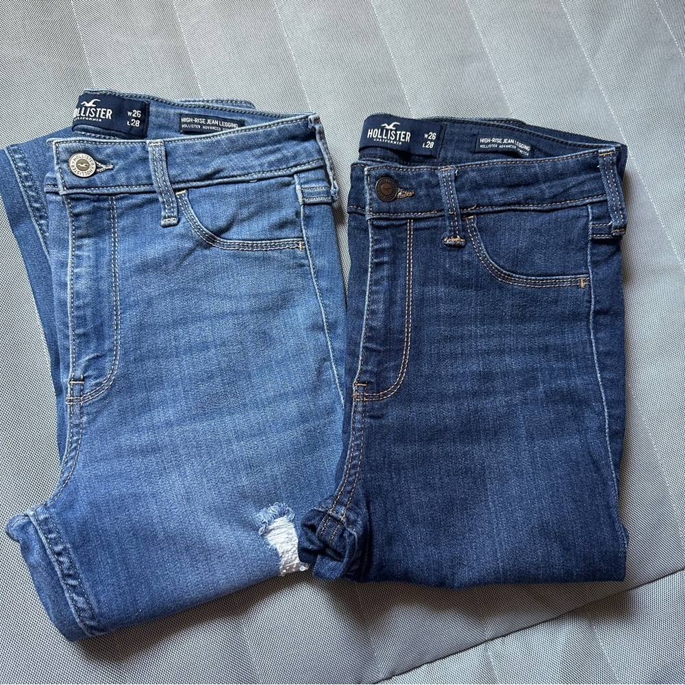set of 2 Hollister Ultra High-Rise Jean Leggings 3R